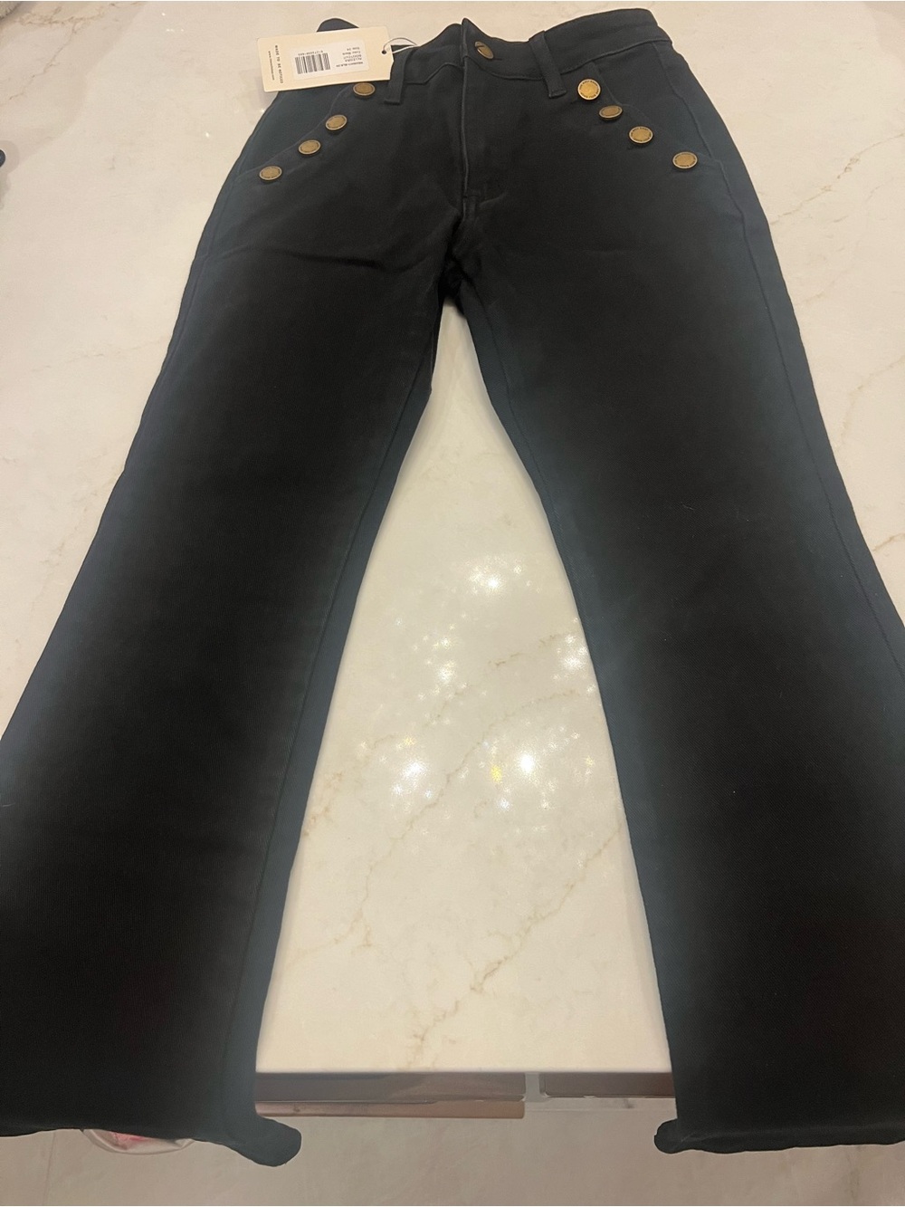 Noli Black Flare Jeans with Gold Buttons